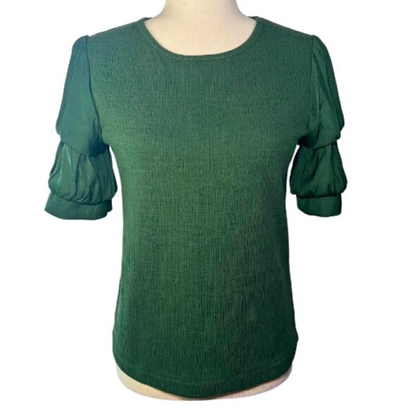 CURRENT AIR Green Katrijn Puff Sleeve Top Size XS - Picture 2 of 14